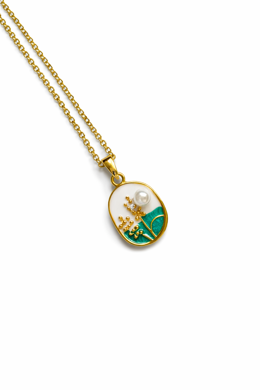Enamel marigold necklace