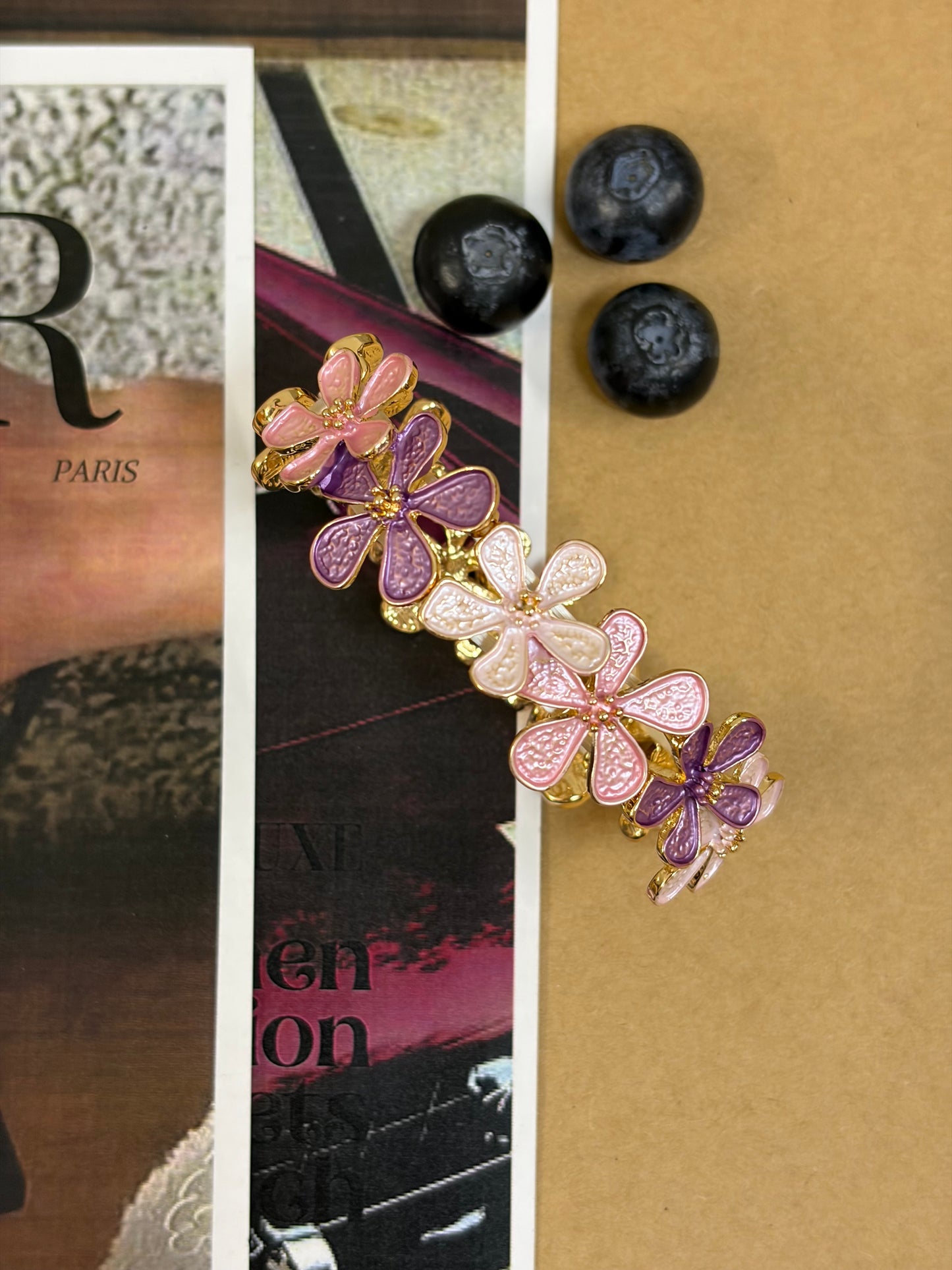 Pink and purple enamel bangle