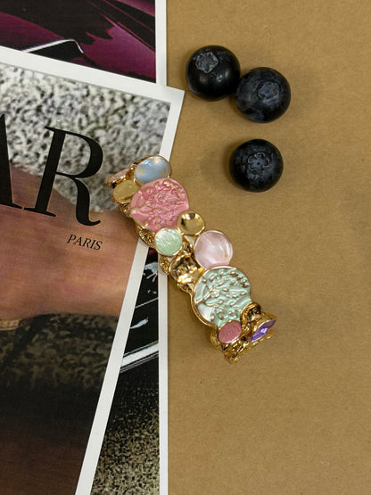 Hammered pastel enamel bracelet