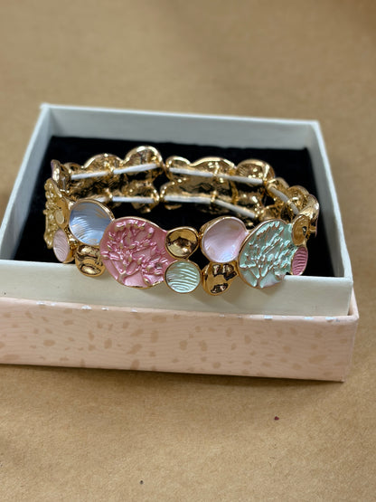 Hammered pastel enamel bracelet