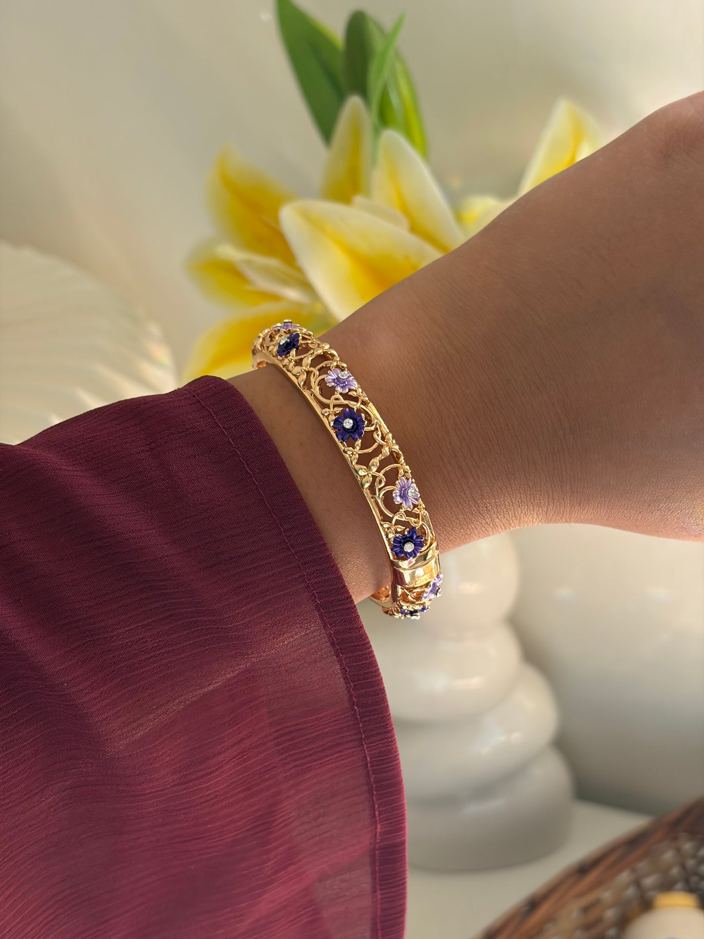 Peony botanical bracelet