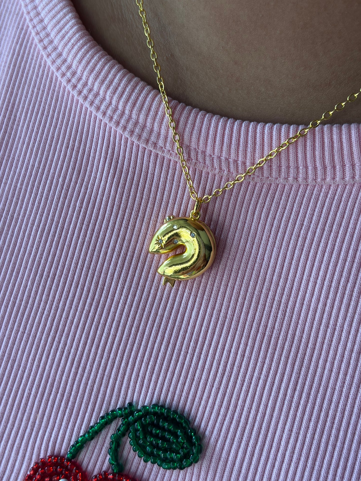 Fortune cookie neckpiece (invest in yourself message )