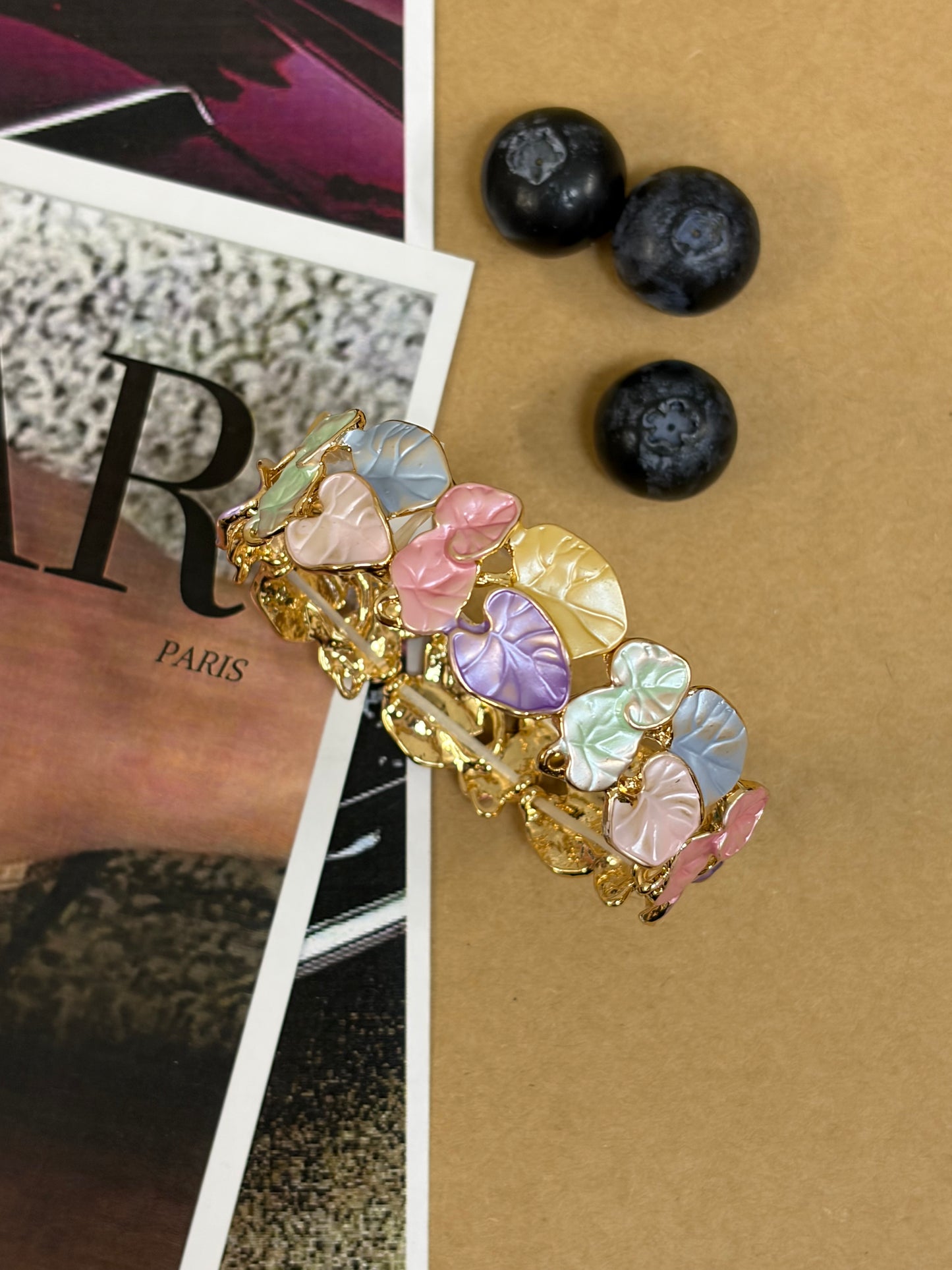 Pastel leaf enamel bracelet