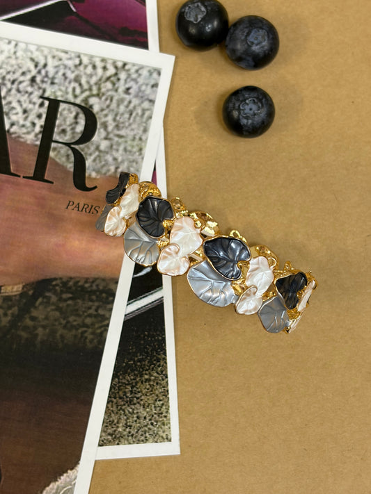 Dark blue enamel bracelet (leaf design )