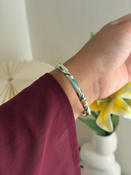 Blue swirl enamel bangle