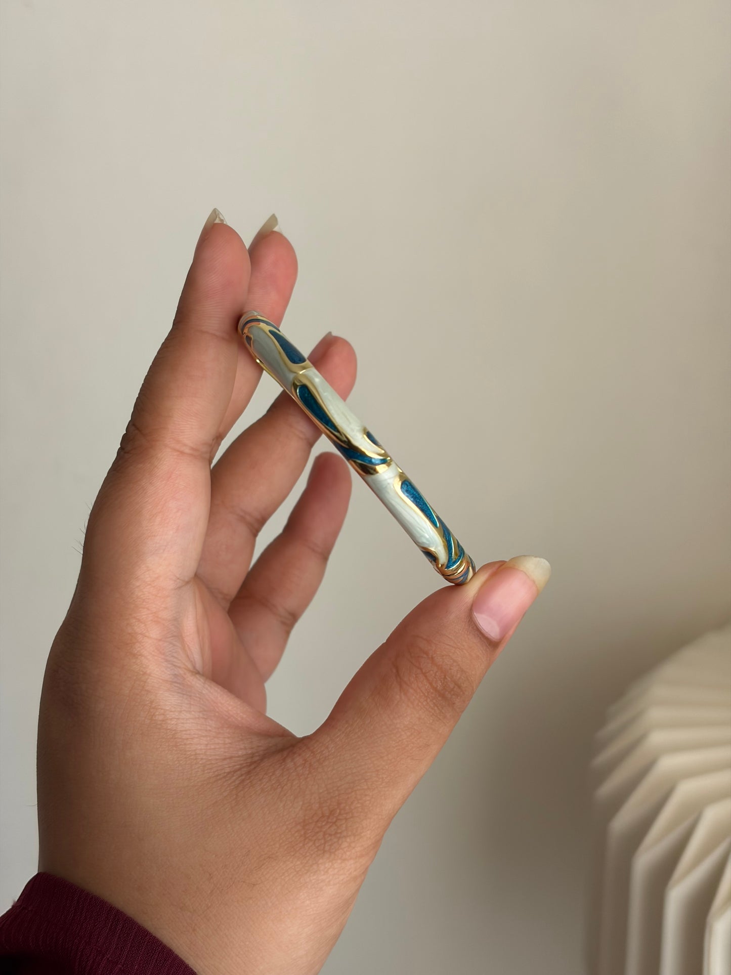 Blue swirl enamel bangle