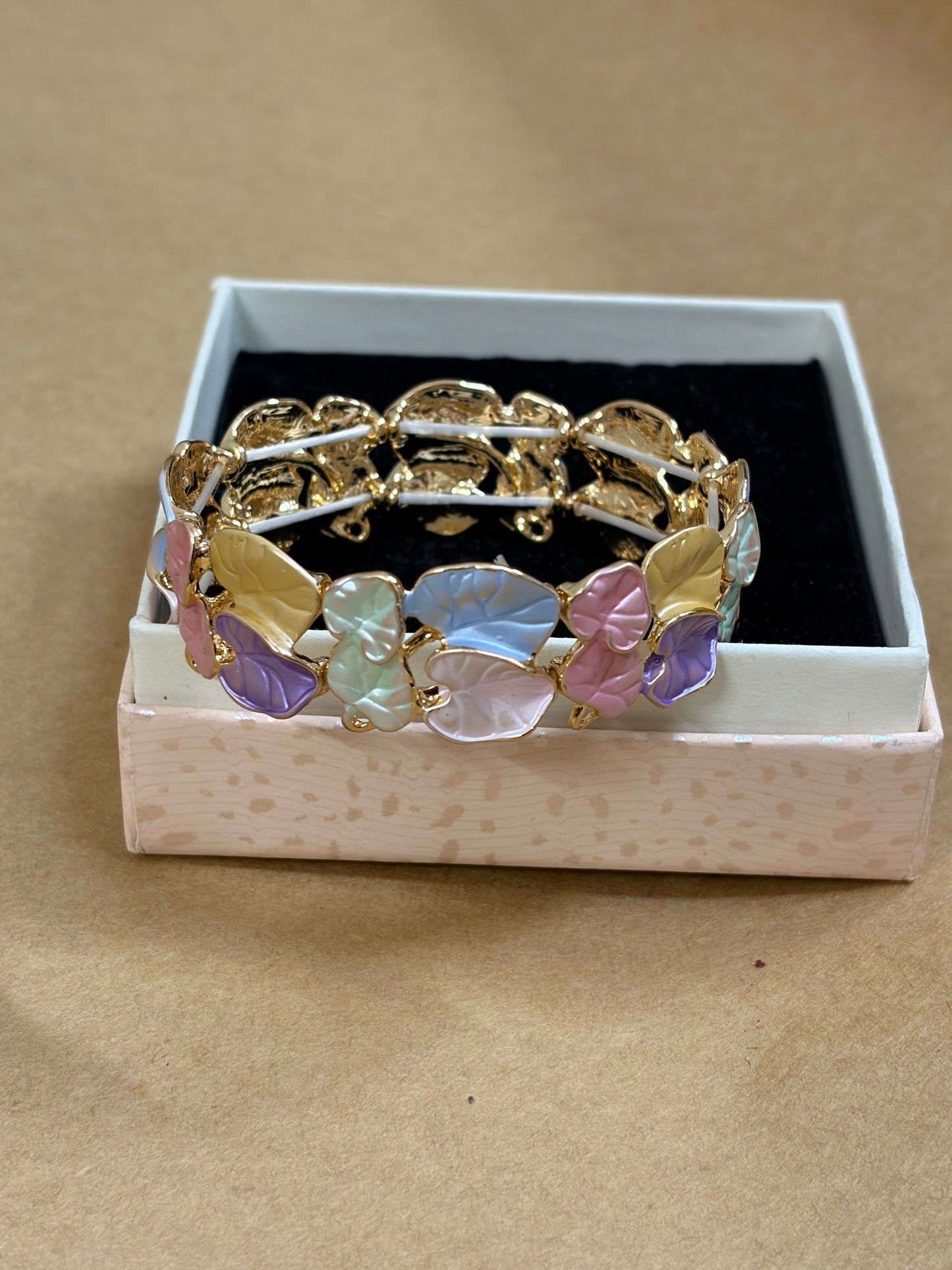 Pastel leaf enamel bracelet