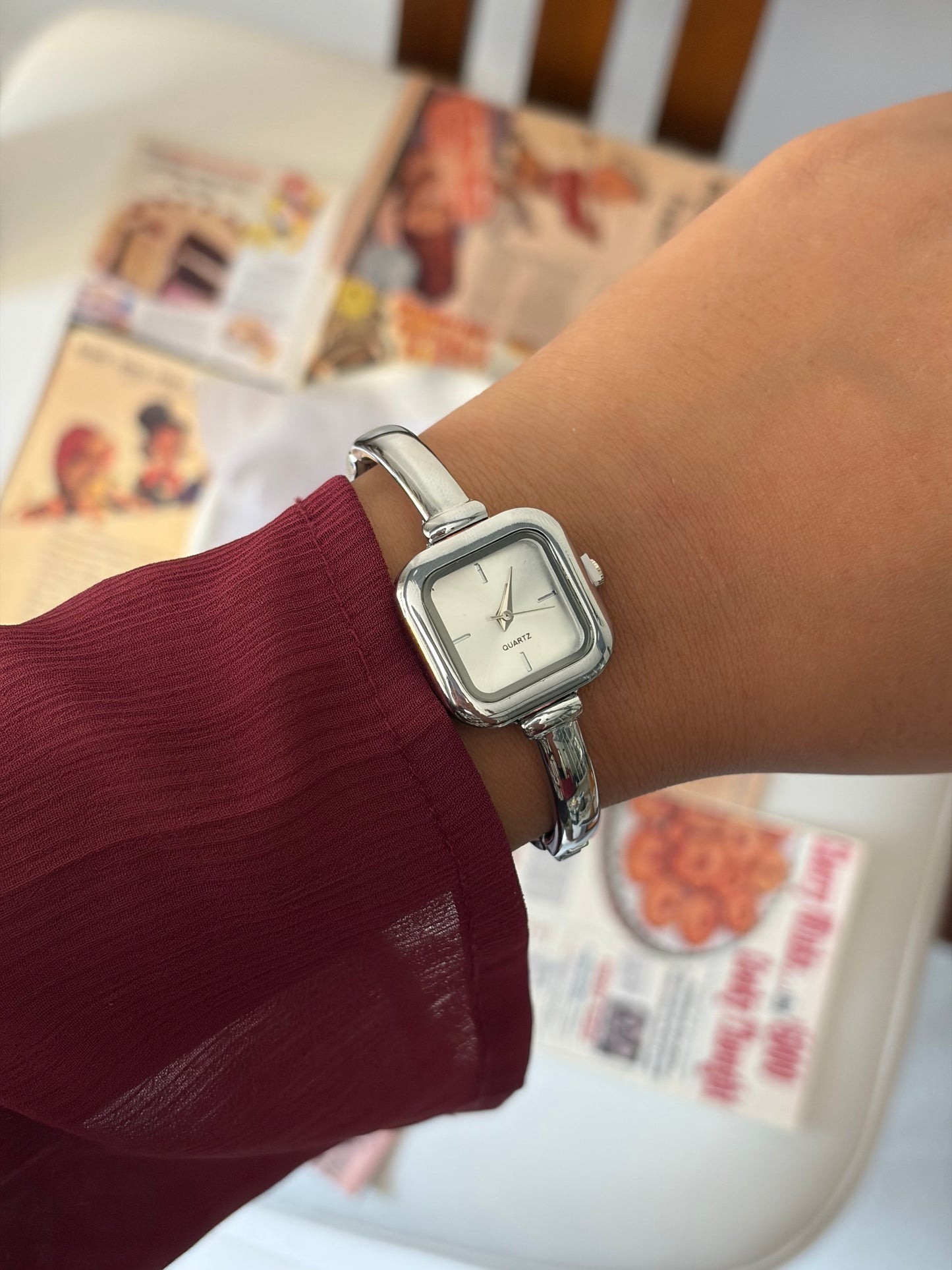 Leona silver bangle watch
