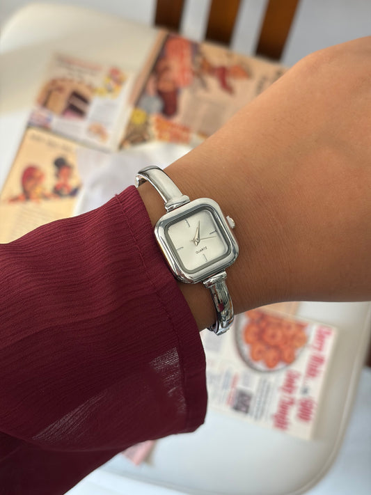 Leona silver bangle watch