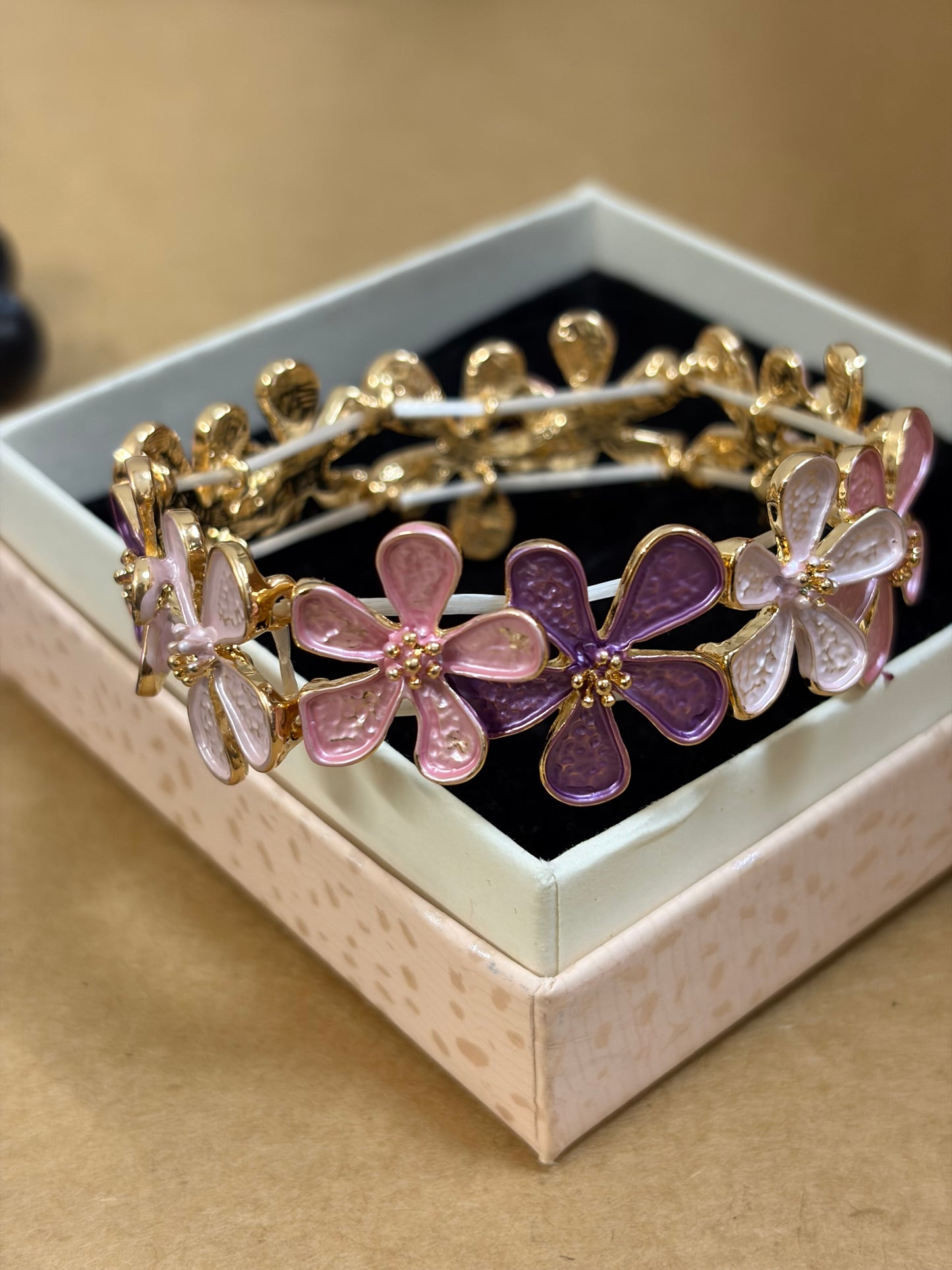 Pink and purple enamel bangle