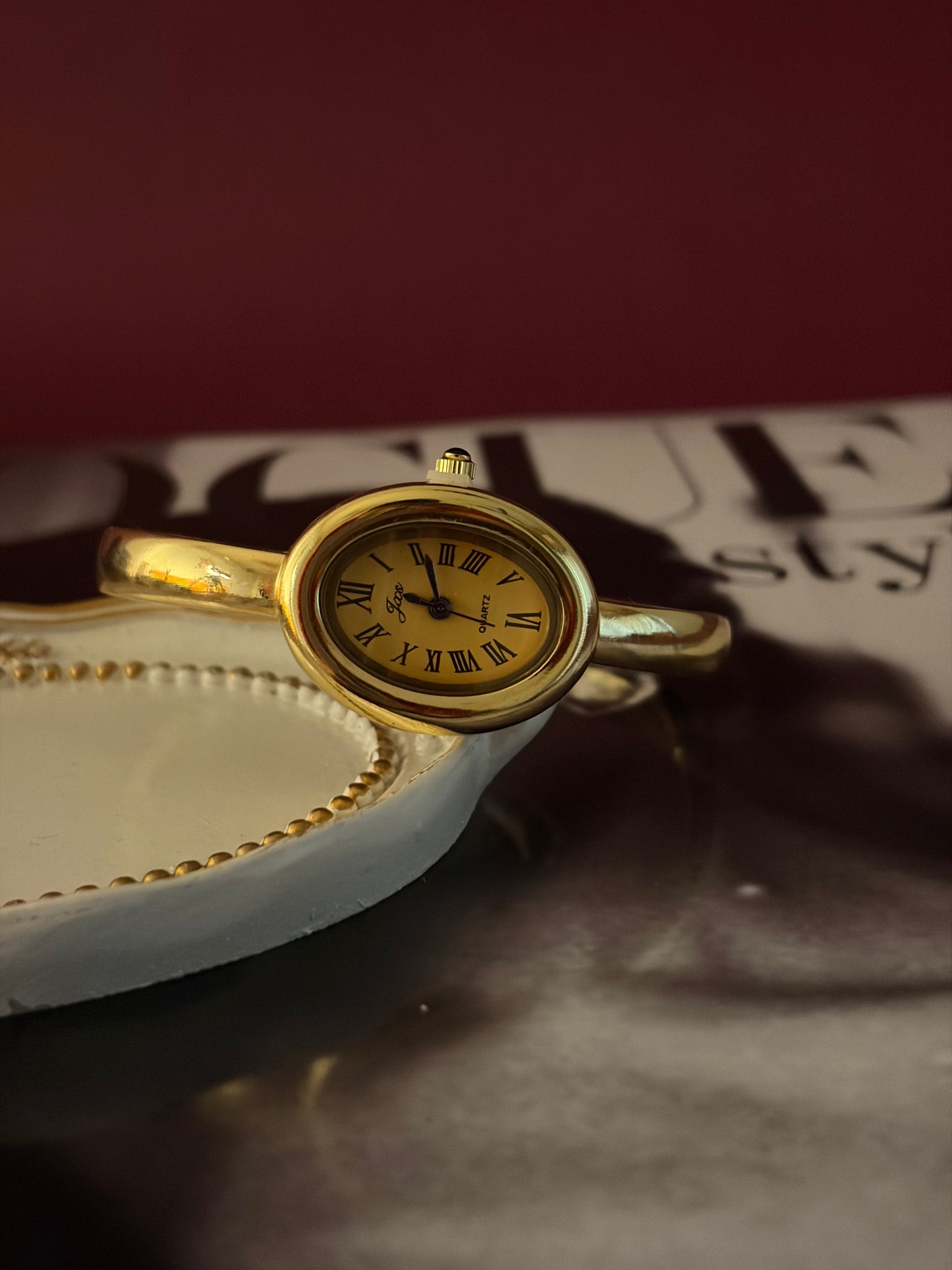 Bliss beige bezel watch