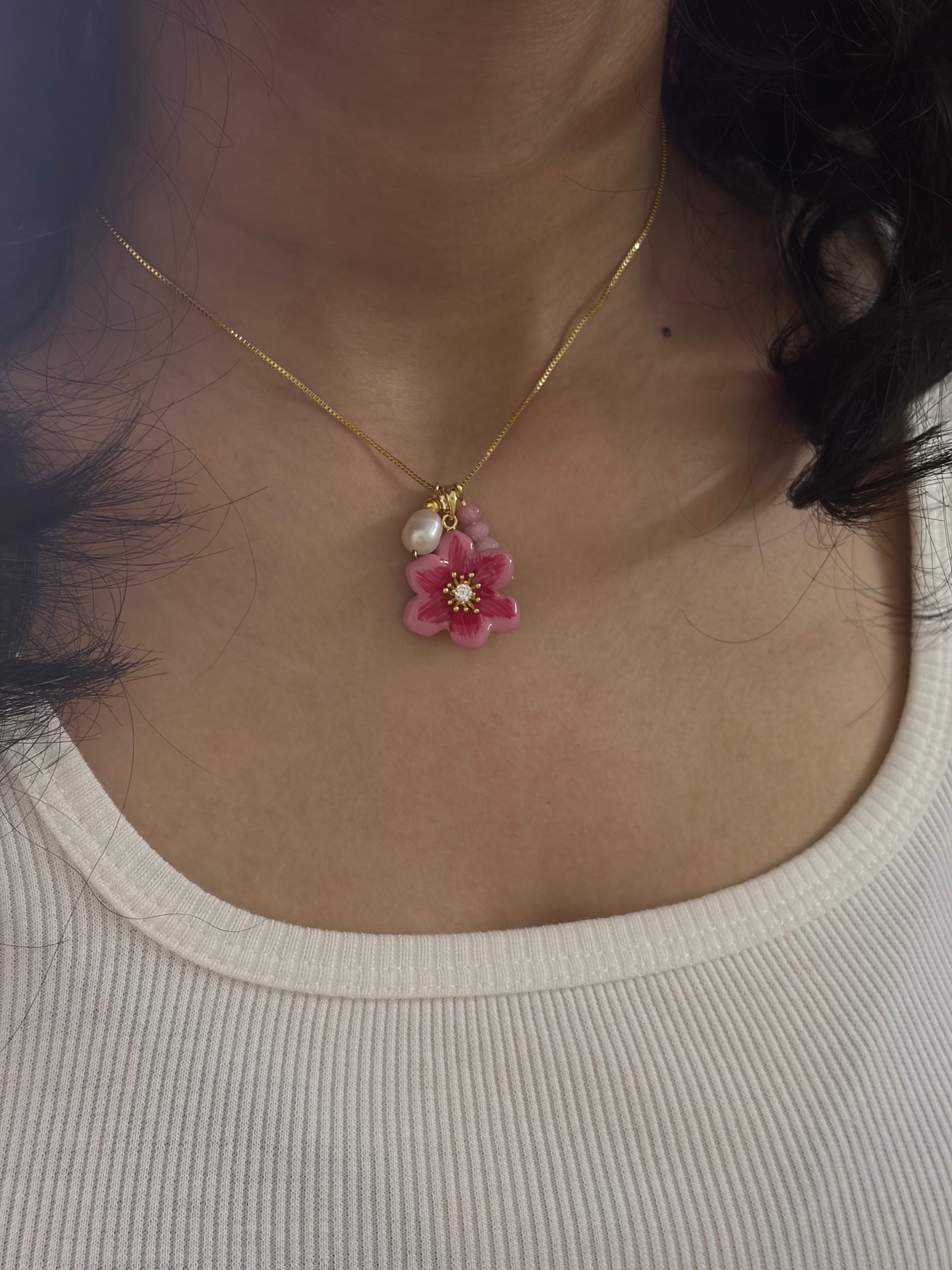 Pink Periwinkle Neckpiece